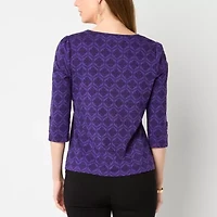 Liz Claiborne Womens Tall Keyhole Neck 3/4 Sleeve Blouse