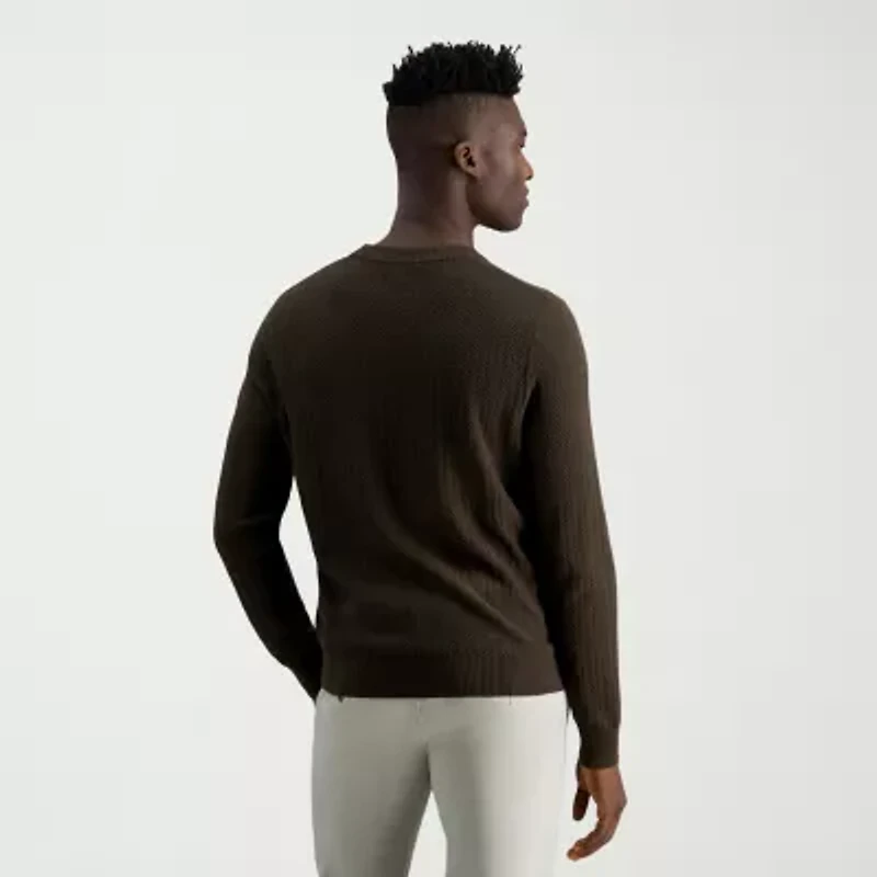 Haggar Mens Crew Neck Long Sleeve Pullover Sweater