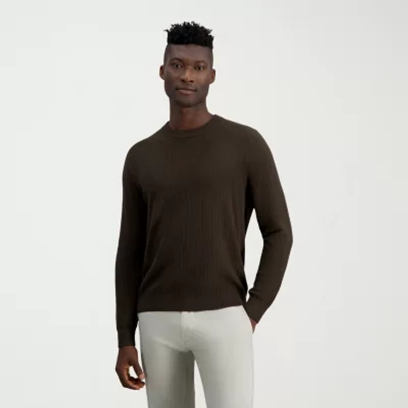 Haggar Mens Crew Neck Long Sleeve Pullover Sweater