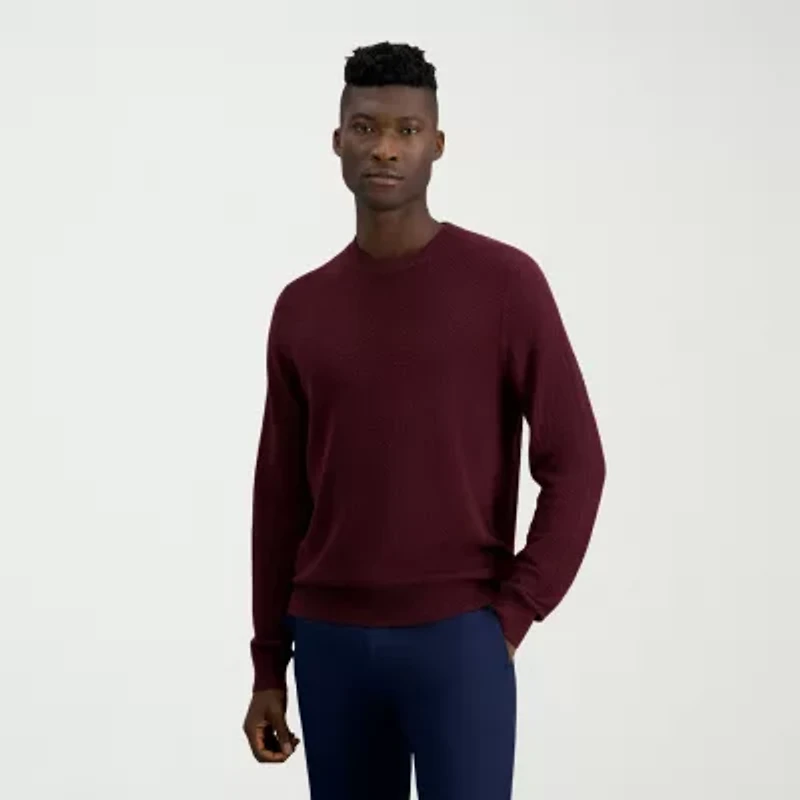 Haggar Mens Crew Neck Long Sleeve Pullover Sweater