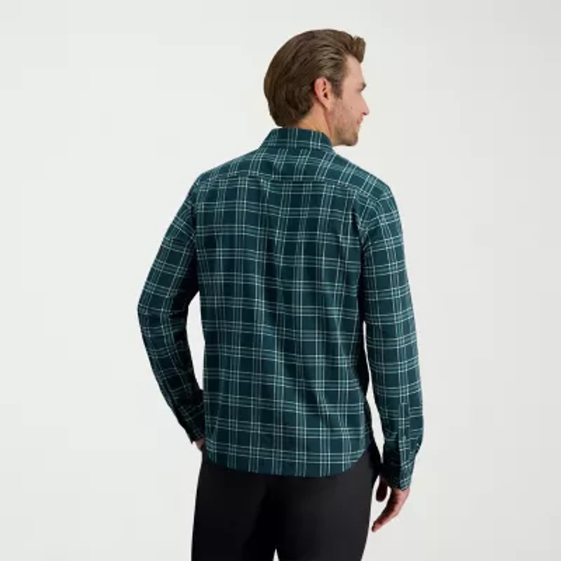 Haggar Performance Mens Long Sleeve Slim Fit Button-Down Shirt