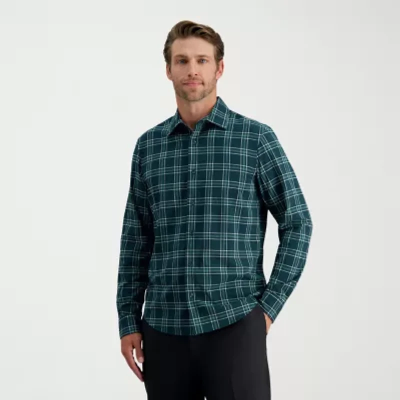 Haggar Performance Mens Long Sleeve Slim Fit Button-Down Shirt