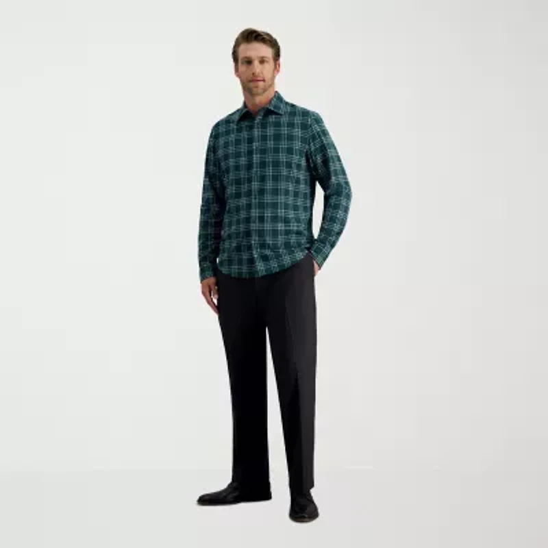 Haggar Performance Mens Long Sleeve Slim Fit Button-Down Shirt