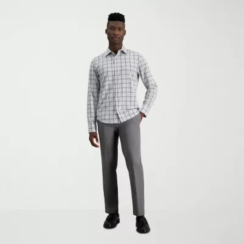 Haggar Performance Mens Long Sleeve Slim Fit Button-Down Shirt