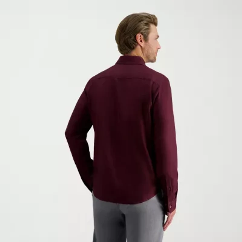 Haggar Performance Mens Long Sleeve Slim Fit Button-Down Shirt