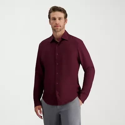 Haggar Performance Mens Long Sleeve Slim Fit Button-Down Shirt