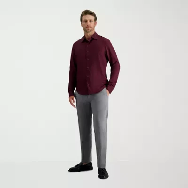 Haggar Performance Mens Long Sleeve Slim Fit Button-Down Shirt