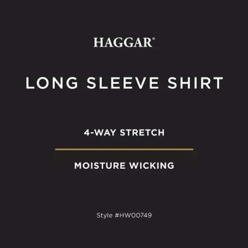 Haggar Performance Mens Long Sleeve Slim Fit Button-Down Shirt