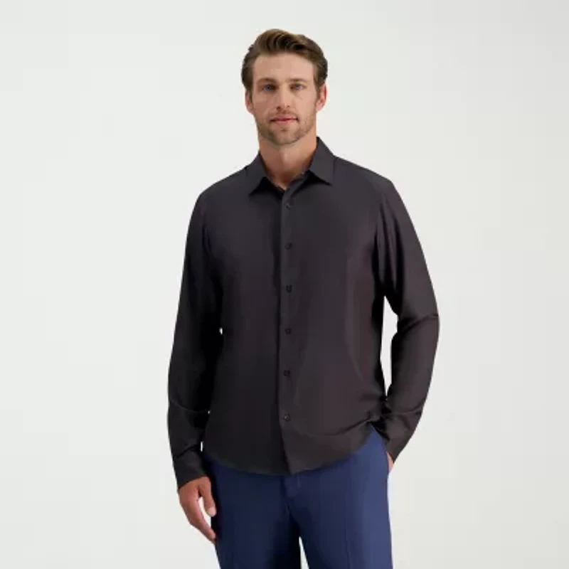 Haggar Performance Mens Long Sleeve Slim Fit Button-Down Shirt