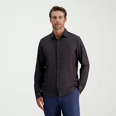 Haggar Performance Mens Long Sleeve Slim Fit Button-Down Shirt