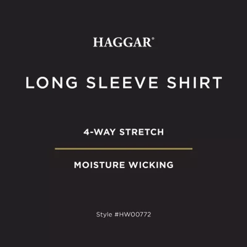 Haggar Performance Mens Long Sleeve Slim Fit Button-Down Shirt