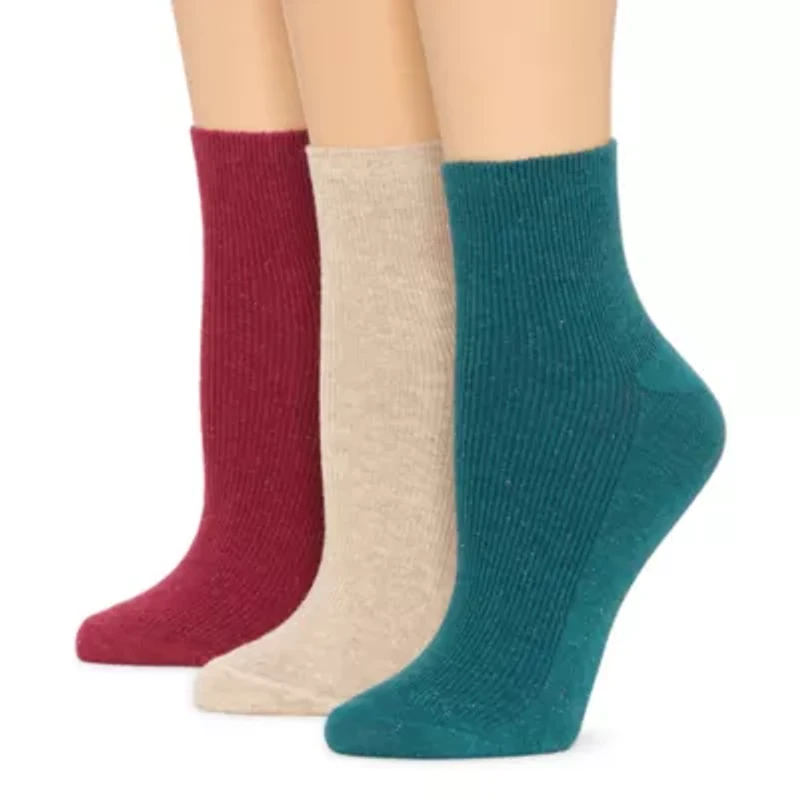 Mixit Fairy Dust Rib Womens 3 Pair Quarter Ankle Socks