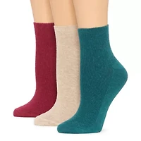 Mixit Fairy Dust Rib Womens 3 Pair Quarter Ankle Socks