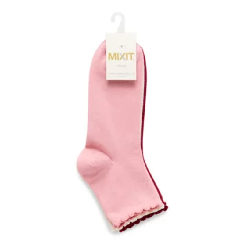 Mixit Lettuce Edge Womens 3 Pair Quarter Ankle Socks
