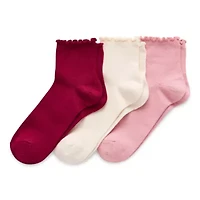 Mixit Lettuce Edge Womens 3 Pair Quarter Ankle Socks