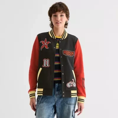 Womens Stranger Things Fleece Midweight Juniors Bomber Jacket