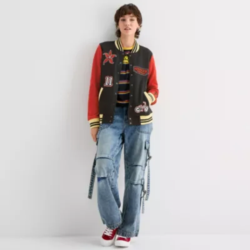 Womens Stranger Things Fleece Midweight Juniors Bomber Jacket