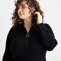 Robbie Bee Womens Long Sleeve Midi Sweater Dress Plus