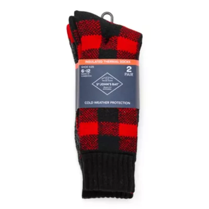St. John's Bay Thermal Mens 2 Pair Boot Socks