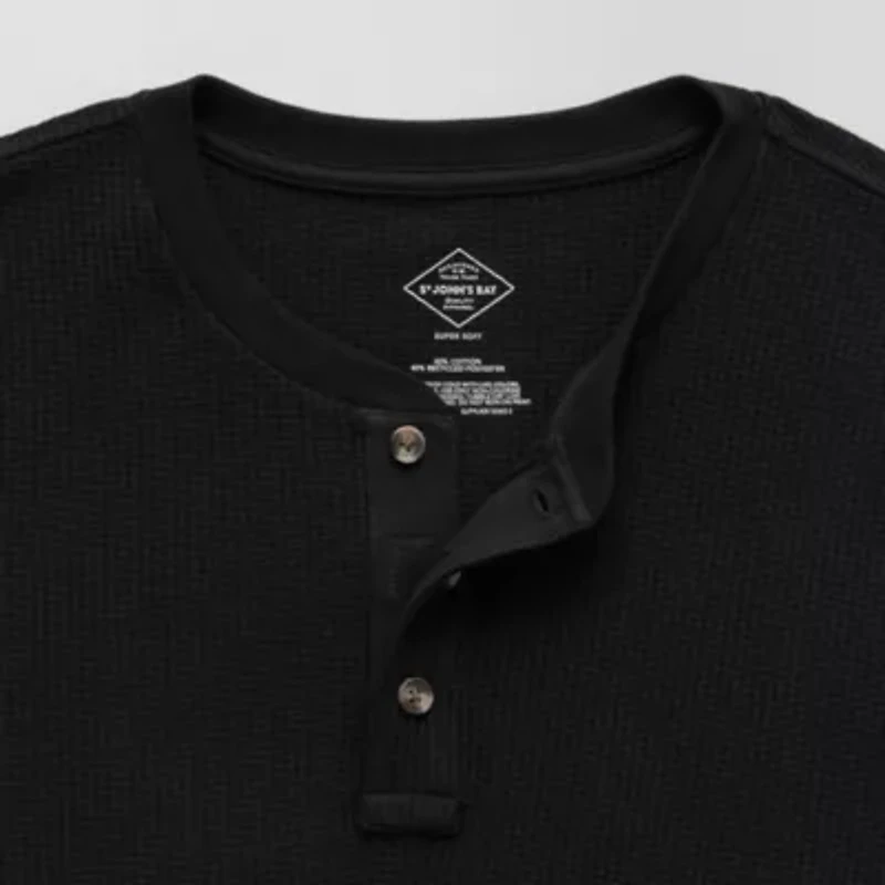 St. John's Bay Dexterity Mens Easy-on + Easy-off Sensory Friendly Henley Neck Long Sleeve Adaptive Classic Fit Thermal Top