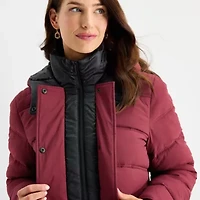 Maralyn And Me Womens Juniors Hooded Heavyweight Puffer Jacket