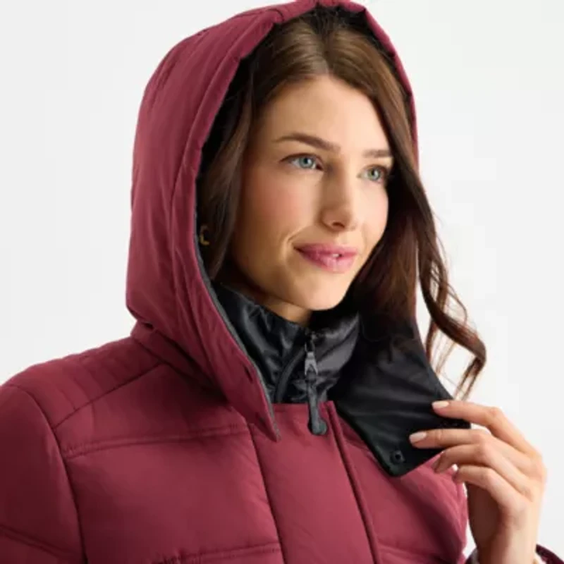 Maralyn And Me Womens Juniors Hooded Heavyweight Puffer Jacket