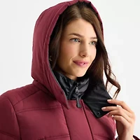 Maralyn And Me Womens Juniors Hooded Heavyweight Puffer Jacket