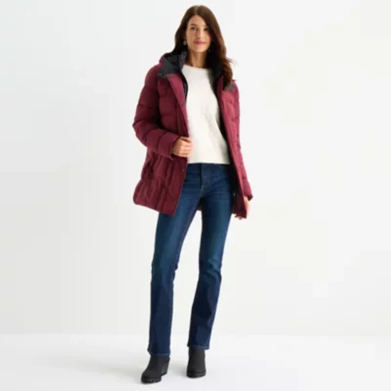 Maralyn And Me Womens Juniors Hooded Heavyweight Puffer Jacket