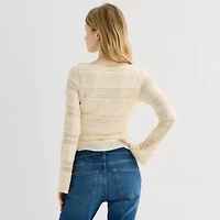 Arizona Womens Crew Neck Long Sleeve Juniors Layered Top