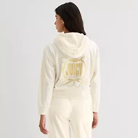 Juicy By Couture Womens Juniors Hooded Lightweight Track Jacket