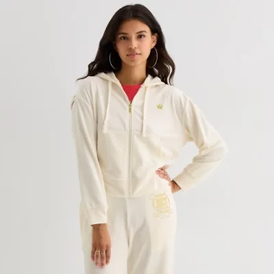 Juicy By Couture Womens Juniors Hooded Lightweight Track Jacket