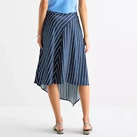 Worthington Womens Midi Asymmetrical Skirt