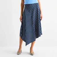Worthington Womens Midi Asymmetrical Skirt