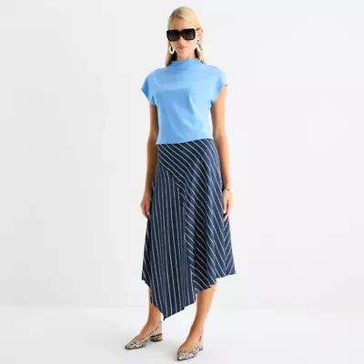 Worthington Womens Midi Asymmetrical Skirt