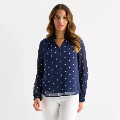 St. John's Bay Womens Long Sleeve Blouse