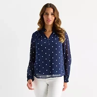 St. John's Bay Womens Long Sleeve Blouse