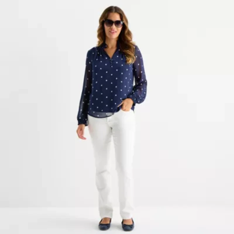 St. John's Bay Womens Long Sleeve Blouse