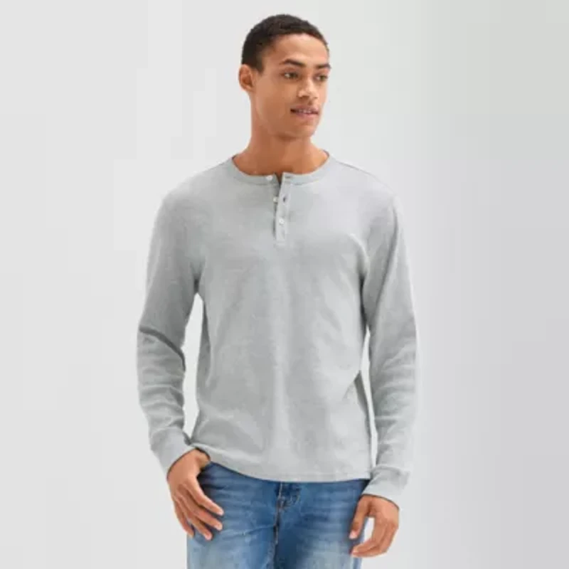Arizona Mens Long Sleeve Regular Fit Henley Shirt