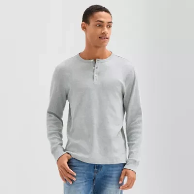 Arizona Mens Long Sleeve Regular Fit Henley Shirt