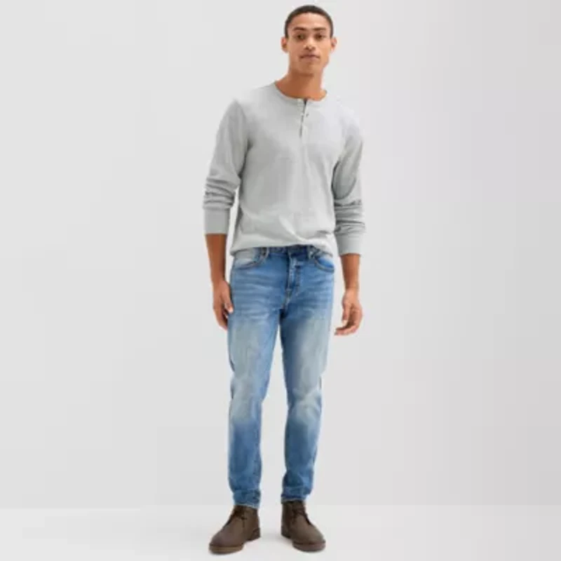 Arizona Mens Long Sleeve Regular Fit Henley Shirt