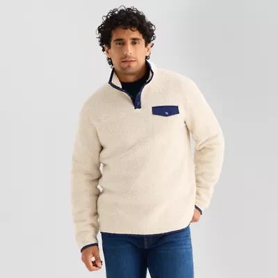 St. John's Bay Sherpa Mens Mock Neck Long Sleeve Sweatshirt