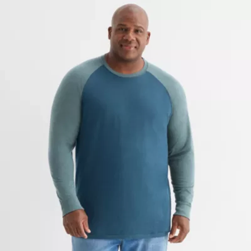 mutual weave Baseball Mens Crew Neck Long Sleeve Big and Tall T-Shirt