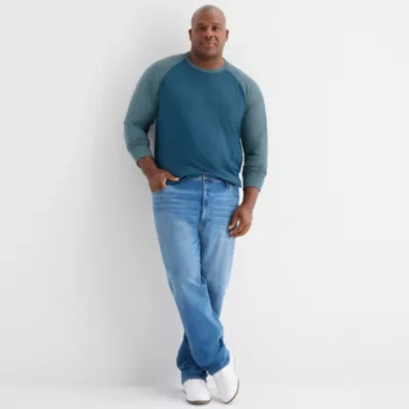 mutual weave Baseball Mens Crew Neck Long Sleeve Big and Tall T-Shirt