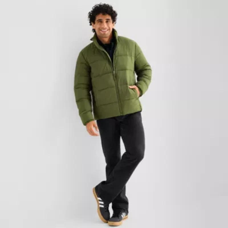 St. John's Bay Mens Adaptive Water Resistant Hidden Access Opening Midweight Puffer Jacket