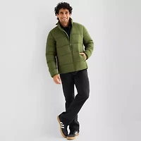 St. John's Bay Mens Adaptive Water Resistant Hidden Access Opening Midweight Puffer Jacket