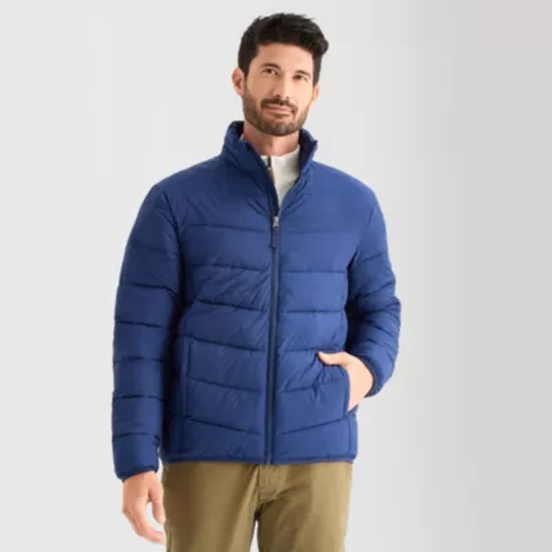 St. John's Bay Mens Hooded Water Resistant Midweight Puffer Jacket