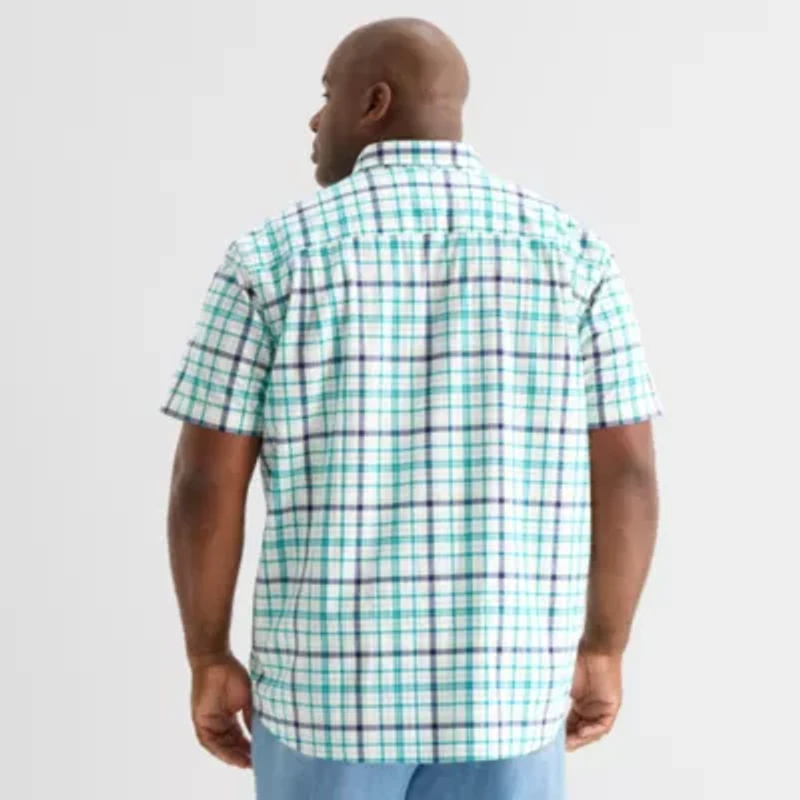 St. John's Bay Everyday Stretch Mens Short Sleeve Classic Fit Big and Tall Button-Down Shirt