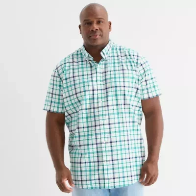 St. John's Bay Everyday Stretch Mens Short Sleeve Classic Fit Big and Tall Button-Down Shirt
