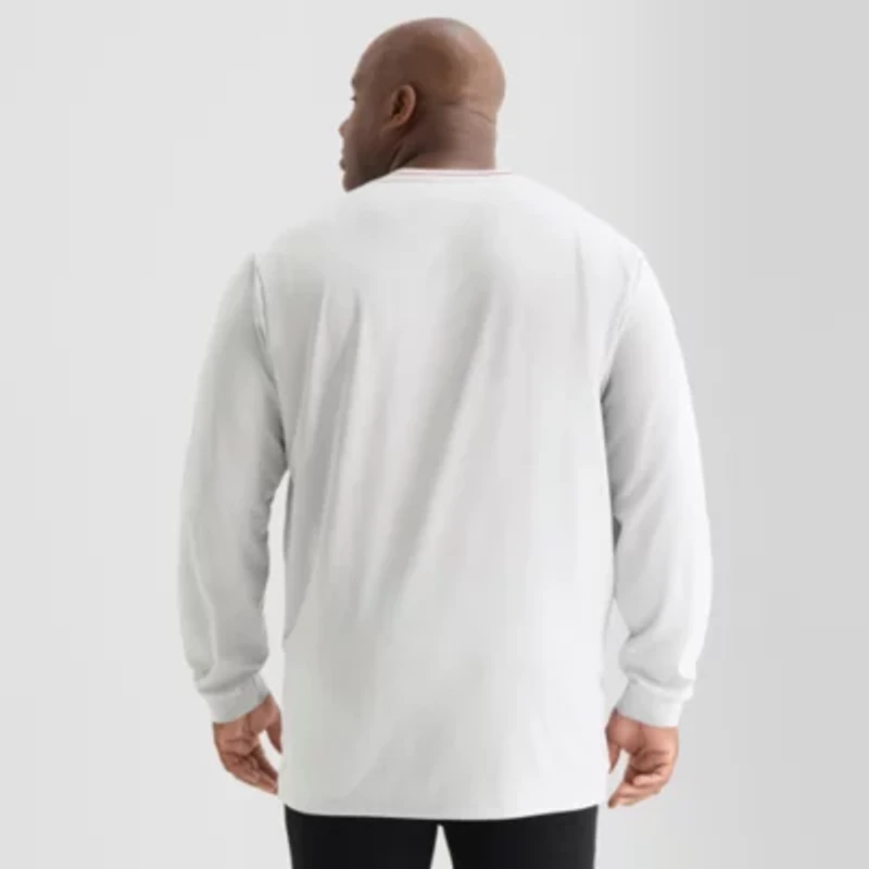 Shaquille O'Neal XLG Mens V Neck Long Sleeve Quick Dry Active Big T-Shirt