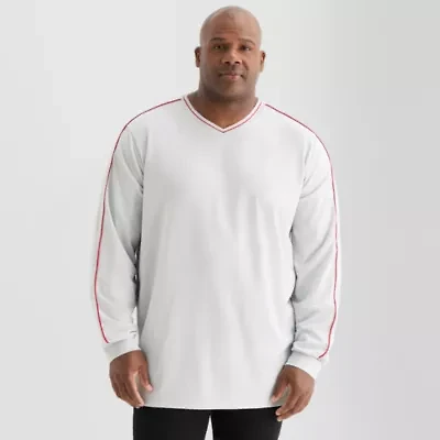 Shaquille O'Neal XLG Mens V Neck Long Sleeve Quick Dry Active Big T-Shirt